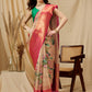 Peach Munga Silk Digital Print Floral Saree with Unstitched Blouse - Hiral Fashion | Swadesiicart