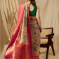 Peach Munga Silk Digital Print Floral Saree with Unstitched Blouse - Hiral Fashion | Swadesiicart