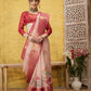Pink Munga Silk Digital Print Floral Saree with Unstitched Blouse - Hiral Fashion | Swadesiicart