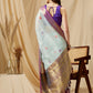 Sky Blue Munga Silk Digital Print Floral Saree with Unstitched Blouse - Hiral Fashion | Swadesiicart
