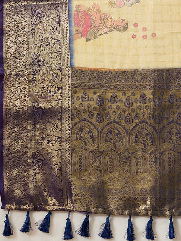 Yellow Munga Silk Digital Print Floral Saree with Unstitched Blouse - Hiral Fashion | Swadesiicart