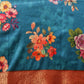 Hiral Fashion Teal Banarasi Silk Floral Digital Printed Saree | Swadesiicart