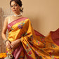 Hiral Fashion Mustard Banarasi Silk Floral Digital Printed Saree | Swadesiicart