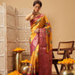Hiral Fashion Mustard Banarasi Silk Floral Digital Printed Saree | Swadesiicart