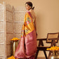 Hiral Fashion Mustard Banarasi Silk Floral Digital Printed Saree | Swadesiicart