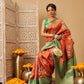 Hiral Fashion Orange Banarasi Silk Floral Digital Printed Saree | Swadesiicart