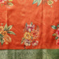 Hiral Fashion Orange Banarasi Silk Floral Digital Printed Saree | Swadesiicart