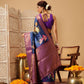Hiral Fashion Navy Blue Banarasi Silk Floral Digital Printed Saree | Swadesiicart