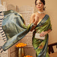 Hiral Fashion Green Banarasi Silk Floral Digital Printed Saree | Swadesiicart