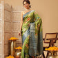 Hiral Fashion Green Banarasi Silk Floral Digital Printed Saree | Swadesiicart
