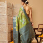 Hiral Fashion Green Banarasi Silk Floral Digital Printed Saree | Swadesiicart