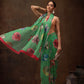 Green Chiffon Digital Print Floral Saree with Unstitched Blouse - Hiral Fashion | Swadesiicart