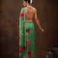 Green Chiffon Digital Print Floral Saree with Unstitched Blouse - Hiral Fashion | Swadesiicart