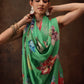 Green Chiffon Digital Print Floral Saree with Unstitched Blouse - Hiral Fashion | Swadesiicart