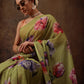 Olive Chiffon Digital Print Floral Saree with Unstitched Blouse - Hiral Fashion | Swadesiicart