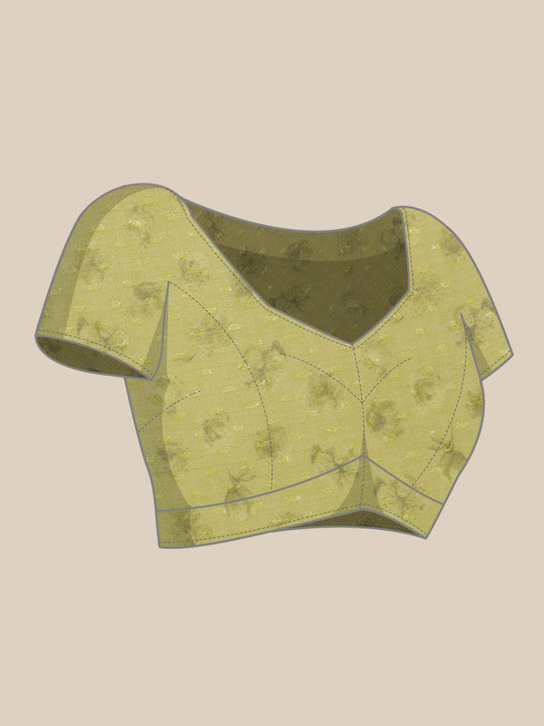 Olive Chiffon Digital Print Floral Saree with Unstitched Blouse - Hiral Fashion | Swadesiicart