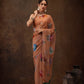 Peach Chiffon Digital Print Floral Saree with Unstitched Blouse - Hiral Fashion | Swadesiicart