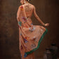 Peach Chiffon Digital Print Floral Saree with Unstitched Blouse - Hiral Fashion | Swadesiicart
