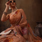Peach Chiffon Digital Print Floral Saree with Unstitched Blouse - Hiral Fashion | Swadesiicart