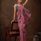 Pink Chiffon Digital Print Floral Saree with Unstitched Blouse - Hiral Fashion | Swadesiicart