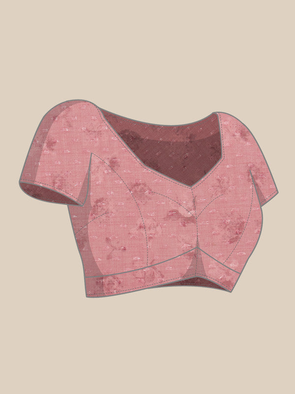 Pink Chiffon Digital Print Floral Saree with Unstitched Blouse - Hiral Fashion | Swadesiicart