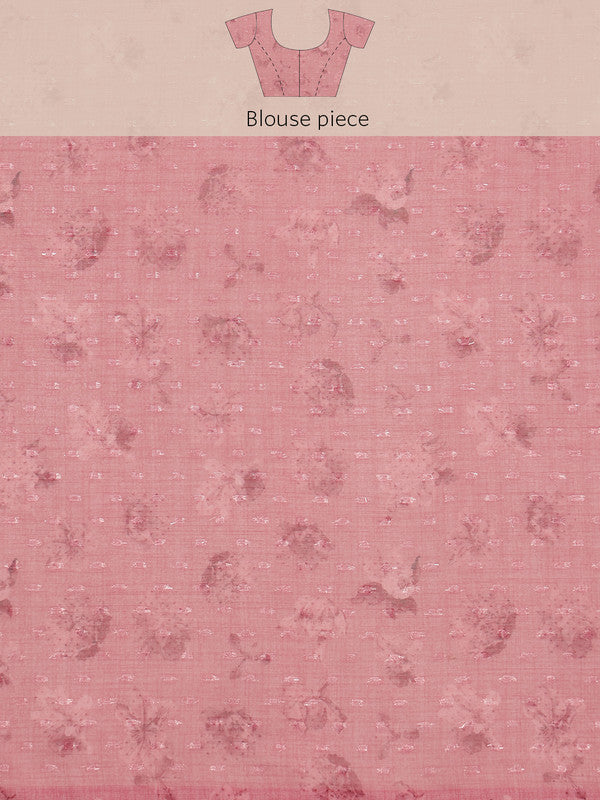 Pink Chiffon Digital Print Floral Saree with Unstitched Blouse - Hiral Fashion | Swadesiicart