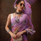 Purple Chiffon Digital Print Floral Saree with Unstitched Blouse - Hiral Fashion | Swadesiicart