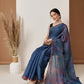 Hiral Fashion Blue Banarasi Cotton Silk Abstract Digital Printed Saree | Swadesiicart