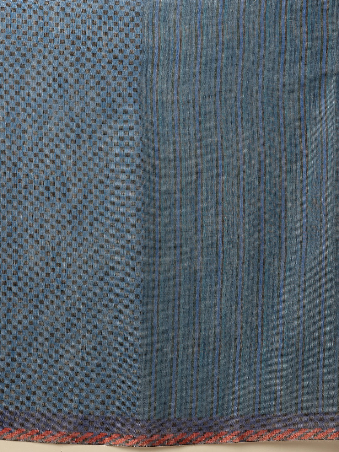 Hiral Fashion Blue Banarasi Cotton Silk Abstract Digital Printed Saree | Swadesiicart