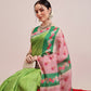 Hiral Fashion Green Banarasi Cotton Silk Abstract Digital Printed Saree | Swadesiicart
