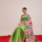 Hiral Fashion Green Banarasi Cotton Silk Abstract Digital Printed Saree | Swadesiicart