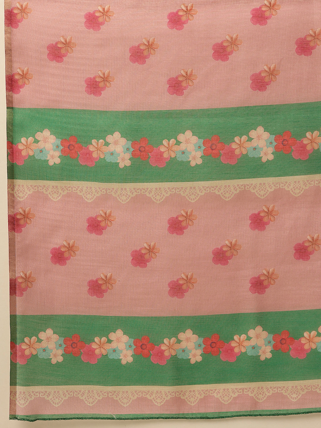 Hiral Fashion Green Banarasi Cotton Silk Abstract Digital Printed Saree | Swadesiicart