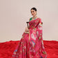 Hiral Fashion Pink Banarasi Cotton Silk Fruits Digital Printed Saree | Swadesiicart