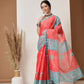 Hiral Fashion Red Banarasi Cotton Silk Fruits Digital Printed Saree | Swadesiicart