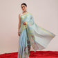 Hiral Fashion Blue Banarasi Cotton Silk Floral Digital Printed Saree | Swadesiicart