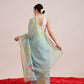 Hiral Fashion Blue Banarasi Cotton Silk Floral Digital Printed Saree | Swadesiicart