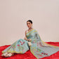 Hiral Fashion Blue Banarasi Cotton Silk Floral Digital Printed Saree | Swadesiicart