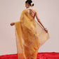 Hiral Fashion Yellow Banarasi Cotton Silk Fruits Digital Printed Saree | Swadesiicart