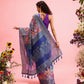 Blue Cotton Digital Print Floral Saree with Unstitched Blouse - Hiral Fashion | Swadesiicart