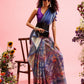 Blue Cotton Digital Print Floral Saree with Unstitched Blouse - Hiral Fashion | Swadesiicart
