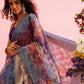 Blue Cotton Digital Print Floral Saree with Unstitched Blouse - Hiral Fashion | Swadesiicart
