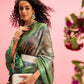 Green Cotton Digital Print Floral Saree with Unstitched Blouse - Hiral Fashion | Swadesiicart