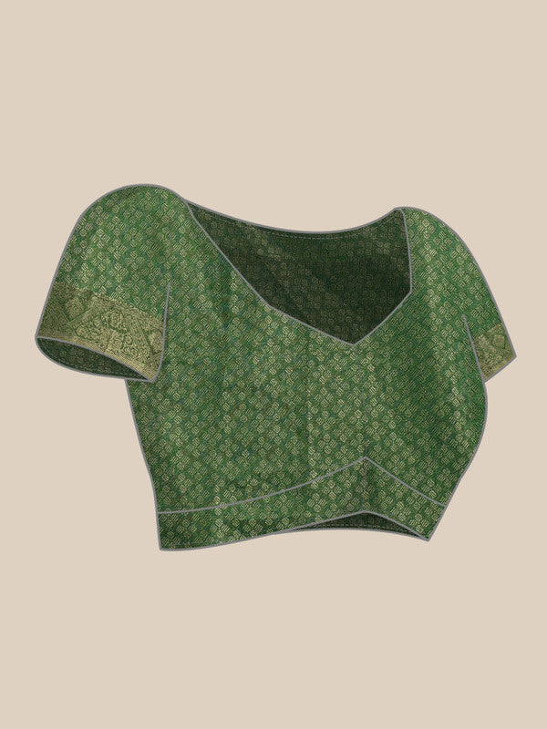 Green Cotton Digital Print Floral Saree with Unstitched Blouse - Hiral Fashion | Swadesiicart
