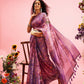 Lavender Cotton Digital Print Floral Saree with Unstitched Blouse - Hiral Fashion | Swadesiicart