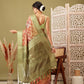 Olive Cotton Digital Print Floral Saree with Unstitched Blouse - Hiral Fashion | Swadesiicart