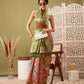 Olive Cotton Digital Print Floral Saree with Unstitched Blouse - Hiral Fashion | Swadesiicart