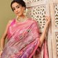 Pink Cotton Digital Print Floral Saree with Unstitched Blouse - Hiral Fashion | Swadesiicart