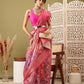 Pink Cotton Digital Print Floral Saree with Unstitched Blouse - Hiral Fashion | Swadesiicart