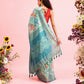 Turquoise Cotton Digital Print Floral Saree with Unstitched Blouse - Hiral Fashion | Swadesiicart