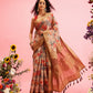 Beige Cotton Digital Print Floral Saree with Unstitched Blouse - Hiral Fashion | Swadesiicart